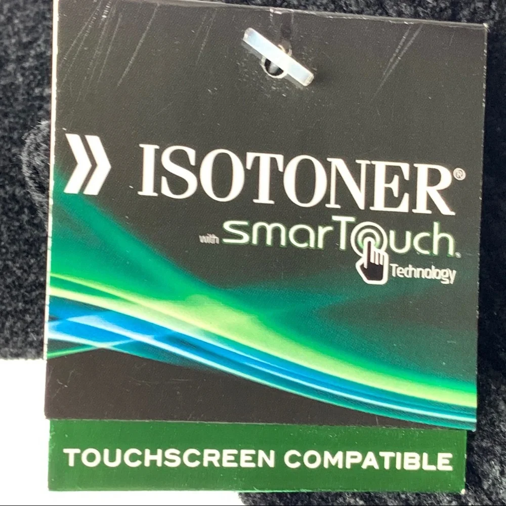 Totes Isotoner w/ SmartTouch Technology Black Velour Gloves One Size NWT